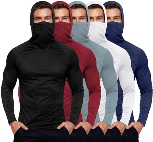 HovSiyla Mens Fishing Hoodie UV Sun Protection Shirts UPF Rash Guard Long Sleeve Shirts Hiking Performance Mesh Face Mask Top by HovSiyla