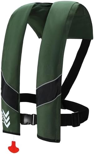 Inflatable Life Jackets for Adults Automatic Life Vests PFD Low Profile Load Capacity Up to 330lbs by LittleDoggy