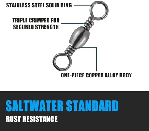 Dr.Fish Barrel Swivels Fishing Tackles, Fishing Swivels for Salwater & Freshwater, Available from #16-#6/0, Leader Line Lure Connector - Image 7