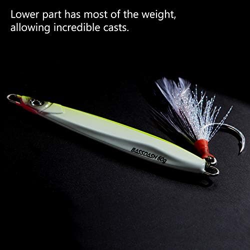 BASSDASH STIX Casting Jig Lure Vertical Slow Jigging Lures Mustad Hooks 0.7oz 1.1oz 1.4oz 2.1oz 2.8oz 3.9oz Mustad Hooks for Saltwater Freshwater Kayak Boat Shore Fishing, 3-Pack - Image 2