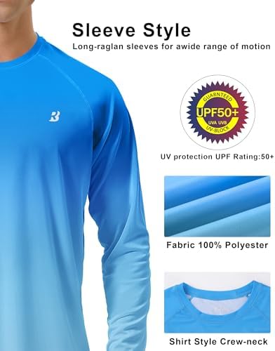 Roadbox Men's UPF 50+ UV Sun Protection Shirts, Long Sleeve Swim Rash Guard - Image 5