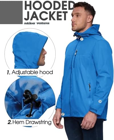 Outdoor Ventures Men's Packable Rain Jacket Waterproof Lightweight Raincoat - Image 4