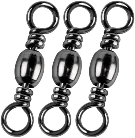 Alwonder 100-Pack Fishing Barrel Swivels, High Strength Stainless Solid Ring Brass Barrel Swivel with Black Nickel Coating, Rolling Fishing Swivels Tackle Line Connector Saltwater Freshwater by Alwonder