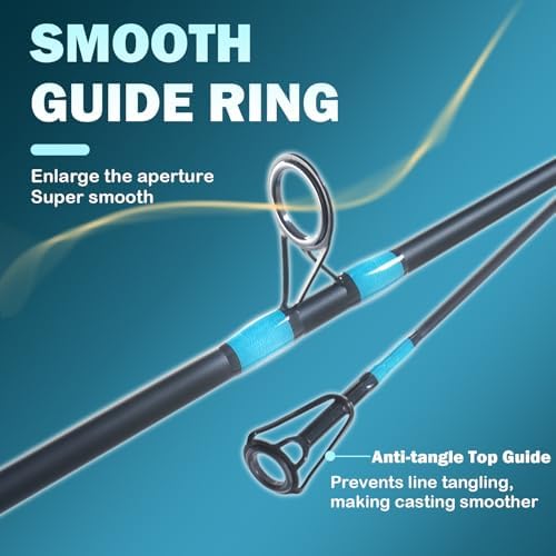 Surf Fishing Rod 9'/10'/11'/12', Carbon Fiber Graphite Spinning Rod 3-Piece Travel Rod with 2 Tips, Includes Pompano Rig & High-Strength Wire Leaders for Saltwater Beach Surf Casting - Image 2