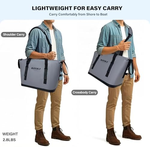 Buffalo Gear Fish Cooler Bag – 24Qt Seamless Insulation Kill Bag, Keeps Ice Cold Up to 36 Hours, Foldable & Waterproof with Rod Attachment Straps & Gear Loops, Grey - Image 6