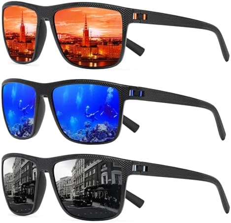 Square Polarized Sunglasses for Men and Women Lightweight Frame Sun Glasses with UV Protection by TURBOPEP
