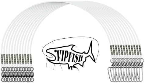 Fishing Fluorocarbon Leader with Crane Swivel and Snaps - Heavy Duty 20-80lb Fluorocarbon Leader Connects Lures, Bait, or Hooks for Saltwater & Freshwater Fishing by VipfishFishing