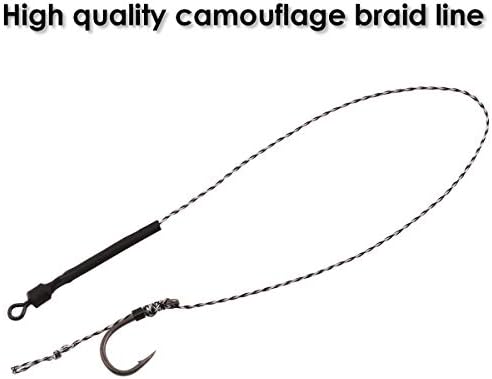 Carp Fishing Hair Rigs, 20 Pcs Curved Barbed Carp Hook Anti-Tangle Swivel Braided Thread line with 3 Card Boilie Bait Stops Dumbell Stoppers and Stringer Needle - Image 4