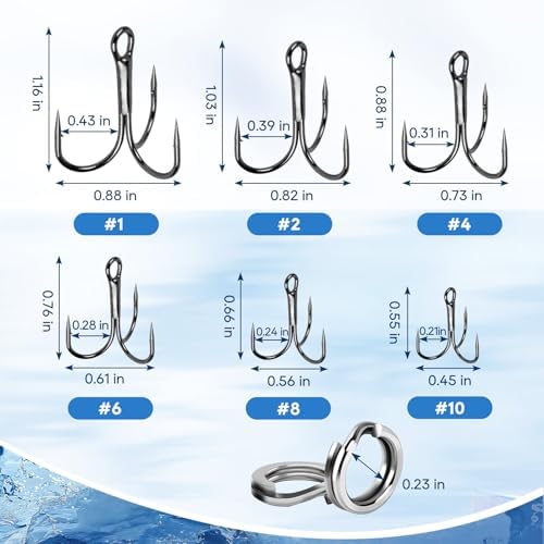 UCEC Fishing Hooks Treble Hooks for Trout Saltwater Freshwater Fish Hook - Image 4
