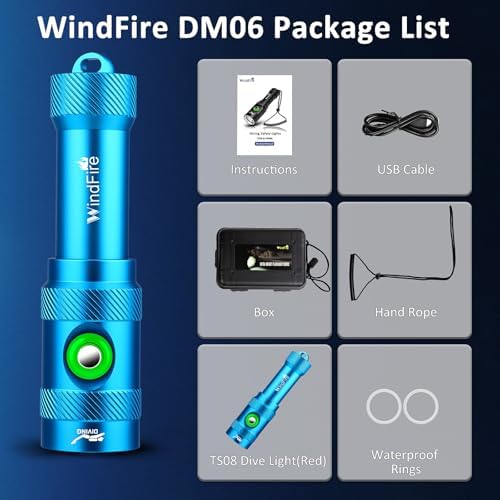 WINDFIRE DM06 Scuba Dive Light Bright Rechargeable Diving Flashlight 3-Mods - Image 6