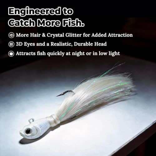 9KM DWLIFE Bucktail Jigs, Handmade Hair Lures for Bass & Saltwater Fishing - Image 3