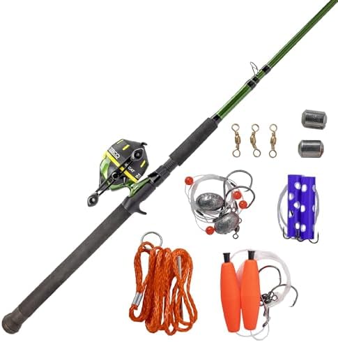 Zebco 606 Big Cat Spincast Reel and Fishing Rod Combo, 7-Foot 2-Piece Telescopic Rod, Medium-Heavy Power, Size 60 Reel, 11-Piece Eagle Claw Tackle Kit by Zebco