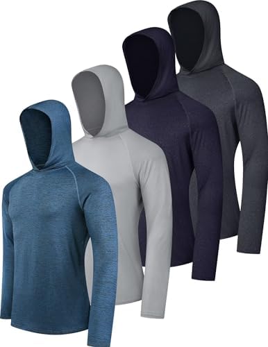 OYGSieg 4 Pack Men's Sun Hoodies UPF50+ Fishing Shirts Athletic Rash Guard by OYGSieg
