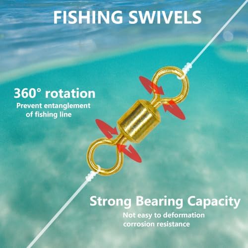 Fishing Barrel Swivels Kit, 300pcs Stainless Steel Rolling Bearing Snap Connector for Saltwater Freshwater Fishing#2#3#4#5#6#7 - Image 6