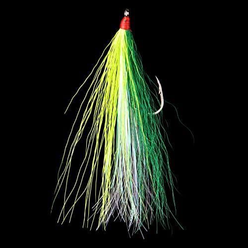 Bucktail Teasers Fishing Hooks Saltwater Flounder Rig Bucktail Mylar Teasers Inserted Fishing Teaser Hooks for Jigs Spoons Lures Hi/Lo Rig Striped Bass Bluefish Flounder Surf Bottom Fishing - Image 4