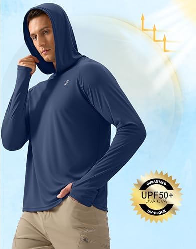 Pudolla Men's Sun Protection Hoodie Shirts UPF 50+ Fishing Hiking Shirt - Image 5