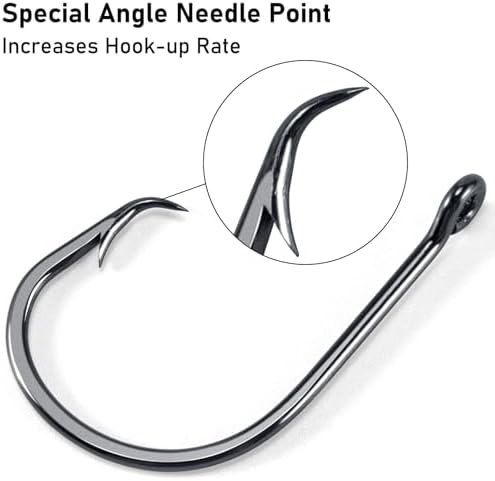 Dr.Fish 50 Pack in-line Circle Hooks Straight Shank Octopus Hooks - Image 5