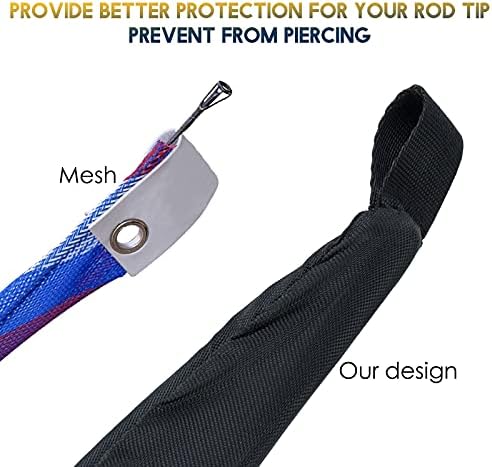 Dr.Fish Fishing Rod Socks Fishing Pole Sleeves Rod Protector Tangle-Free Lightweight Nylon Adjustable Rod Cover Protector for Spinning Rod Baitcasting Rod Surf Rod Fishing Rod Tube Case - Image 5