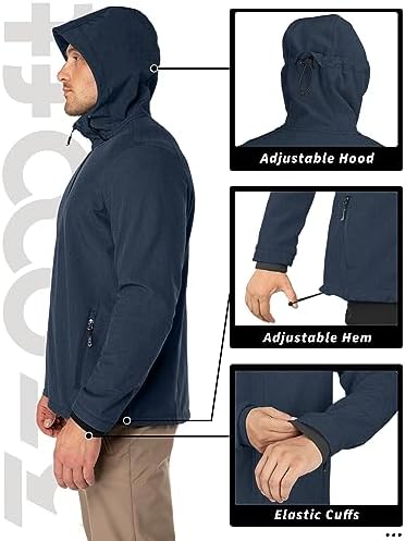 33,000ft Men's Hooded Fleece Lined Rain Shell Jacket Waterproof Lightweight - Image 5