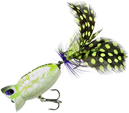 Arbogast Hula Popper 2.0 Topwater Fishing Lure with Feathered Treble Hook and Crackle Pattern Body by Arbogast
