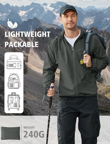 COOFANDY Men's Light Rain Jacket Packable Waterproof Raincoat Windbreaker - Image 2