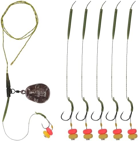 Carp Fishing Rigs Kit, Hair Rigs Fishing Accessories Set Carp Sinker Weights Bait Rig Set Up Carp Boilie Bait Rigs Carp Fishing Equipment by FUSIGO