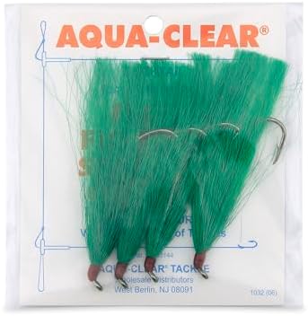 Aqua-Clear, Bucktail Jigs Saltwater Fishing Lures, Flounder Fluke Sea Trout Weakfish Croaker Rig, 3/0 XL Nickel Octopus Hook with White Hair by AQUA-CLEAR