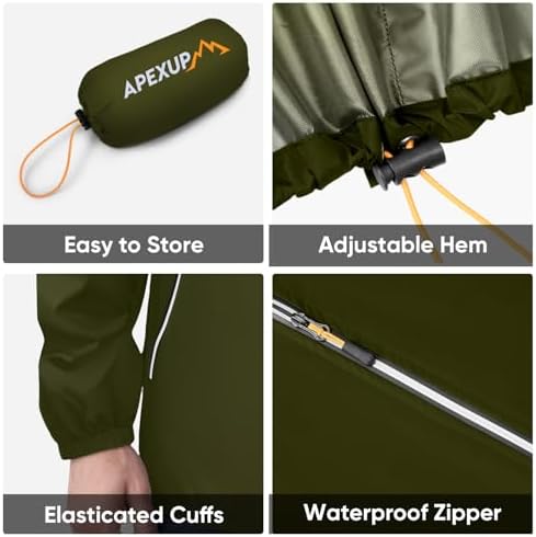 APEXUP Packable Rain Jacket Men Waterproof Lightweight Raincoat with Hood - Image 5
