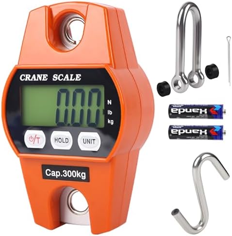 880lb/400kg Digital Crane Scale - Compact LCD Handheld Hanging Scale for Garage, Farm, Hunting, Fishing & More(400kg/Plastic/Orange) by Outmate