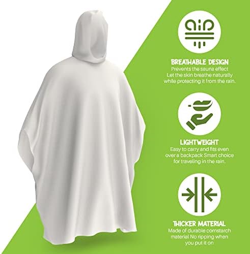 Hagon PRO Disposable Rain Ponchos for Adults, Hooded Poncho, Family 5 Pack - Image 4