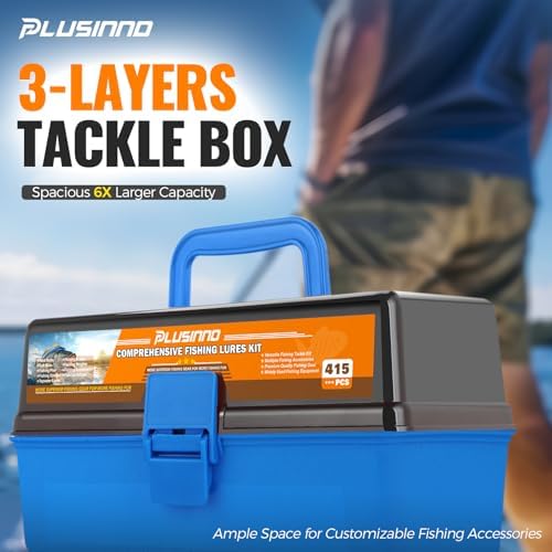 PLUSINNO Large 3 Layers Fishing Tackle Box Lures Kit with Tackle Included - Image 2