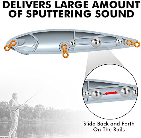 TRUSCEND Top Water Fishing Lures with BKK Hooks, Easy Catch Plopper Lure for Freshwater or Saltwater, Floating Lures for Bass, Pike, Catfish, Surface Wobble PoPobait Bass Baits Fishing Gifts for Men - Image 4