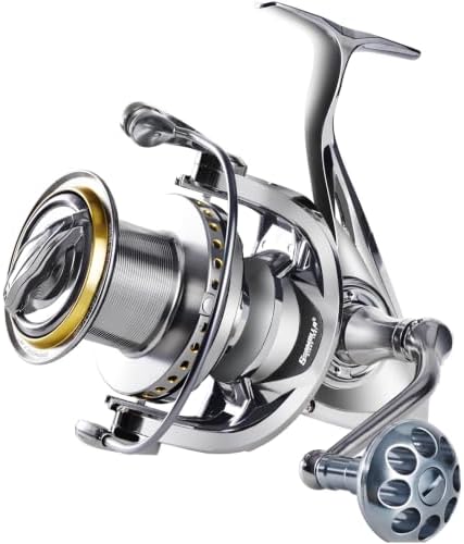 Heavy Duty Spinning Reel Metal Body with CNC Machined Spool 55LB Max Drag 8/10+1 BB Ultra Smooth 4.1/4.6/4.8:1 High Speed Gear Ratio Saltwater Freshwater Fishing Reel for 8000 to 16000 Series by SAMOLLAFishing