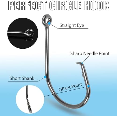 Circle Hooks for Catfish,50pcs/Box Saltwater Fishing Hooks High Carbon Steel Offset Inline Hooks Fishing Tackle for Bass Trout Freshwater - Image 4