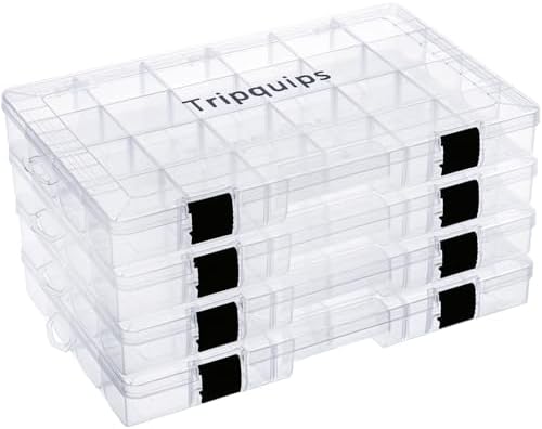 Tripquips 3600 Tackle Trays, Plastic Storage Organizer Box with Removable Dividers - Tackle Boxes - Fishing Tackle Storage - 3700 Tackle Trays - 2 Packs/4 Packs Box Organizer by Tripquips