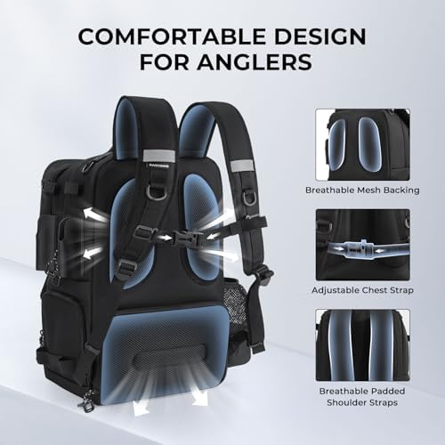 KastKing BaitSpace 50L Fishing Backpack with 4 Tackle Boxes, 2 Rod Holders - Image 7