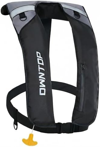 Owntop Manual Inflatable Swim Jacket, D-Ring Attachment, Storage Pocket with Zipper, 24g CO2 Cylinder Included, Low Profile for Kayak, Fishing, Paddle Sports by Owntop
