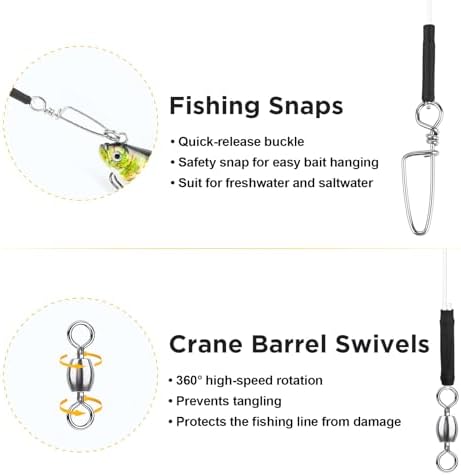 DONQL Fluorocarbon Fishing Leaders with Swivel Snaps 15Pcs Wire Leader Line - Image 5