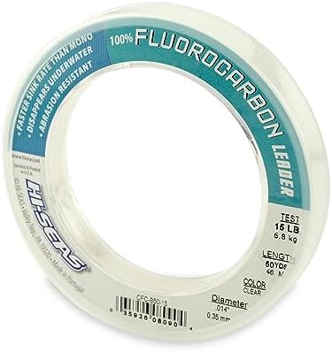 HI-SEAS 100% FLUOROCARBON Fishing LINE Leader - Clear Invisible Leader UNDETECTABLE to Fish, Fast Sinking 6LB-400LB by Hi-Seas
