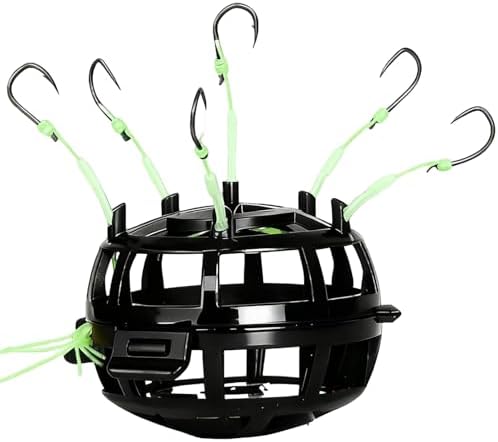 Keenjorika Reverse Bottom Bait Fishing Rig, 360° Floating Bait Cage 6 Hook Set for Tilapia, Carp, Bass, Trout & Catfish, Anti-Snag Design Fishing Tackle for Freshwater Saltwater, Fishing Lover Gifts by Keenjorika