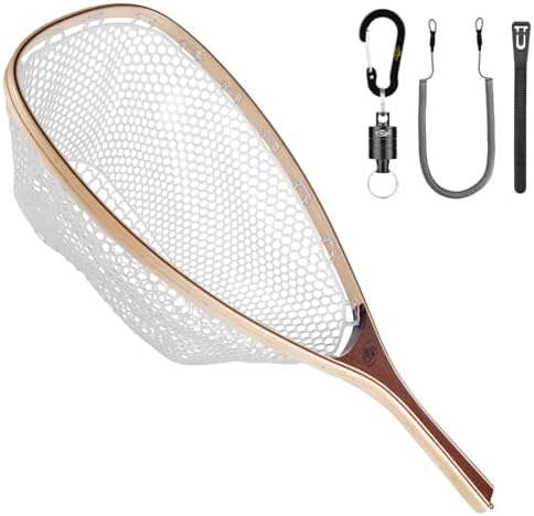 SF Fly Fishing Landing Net Soft Rubber Mesh Trout Net Catch and Release Net by SUNSHINEFISHING