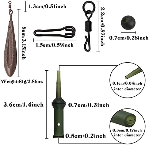 Carp Fishing Hair Rigs Kit, Boilies Bait Rigs with Sinker Corn Bait Curved Barbed Hook Swivel Carp Fishing Accessories Equipment - Image 3
