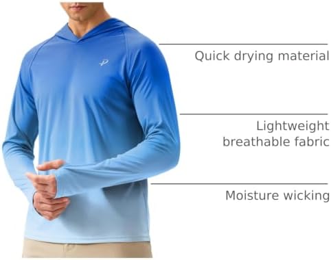 Pudolla Men's Sun Protection Hoodie Shirts UPF 50+ Fishing Hiking Shirt - Image 4