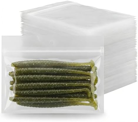100 Pack Soft Plastic Baits Bags 6.7"x5.5" | Heavy-Duty Clear Lock Zipper Lure Packaging Bags - Leakproof Double-Sealed Zipper Storage for Soft Plastic Lures & Fishing Gear | Multiple Sizes by BAITNEST