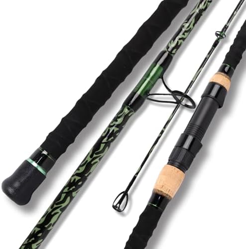 Fiblink Surf Fishing Rod,Carbon Fiber Spinning Beach Surf Rod,2Piece/3Piece/4Piece Travel Fishing Rod,Green Camouflage Pattern Design,Surf Fishing 9'6"/10'/12'/15' by Fiblink