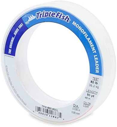 Triple Fish Monofilament Fishing Leader - Clear, Camo Strong Tough Leader Material for Big Game Fishing, Up to 400lb Test by TripleFish