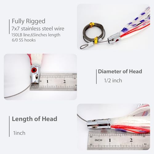 Trolling Tuna Lures,Feather Offshore Saltwater Lures for Dolphin Wahoo - Image 2