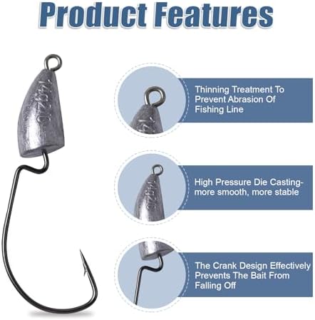 MAFIMOEA Bullet Jig Heads Weighted Texas Rig Hooks Swimbait Hooks Bass Crappie Walleye Trout Fishing Weedless Swimbait Jig Heads Saltwater Freshwater - Image 4