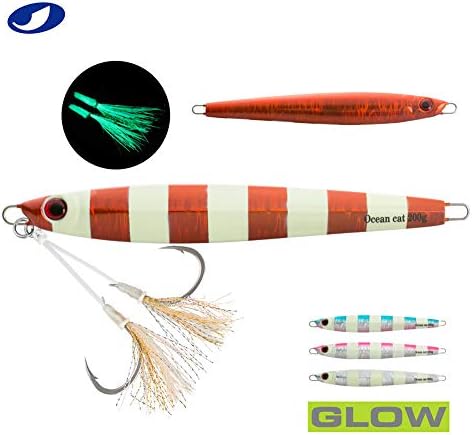 OCEAN CAT 1 PC Slow Fall Pitch Fishing Lures Sinking Lead Metal Flat Jigs Jigging Baits with Hook for Saltwater Fishing 4 Colors 160G/200G - Image 5