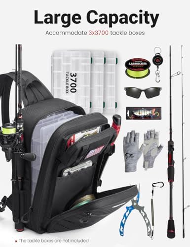 Piscifun Fishing Backpack Tackle Bag, MOLLE & 2 Rod Holders, Multi Storage - Image 7